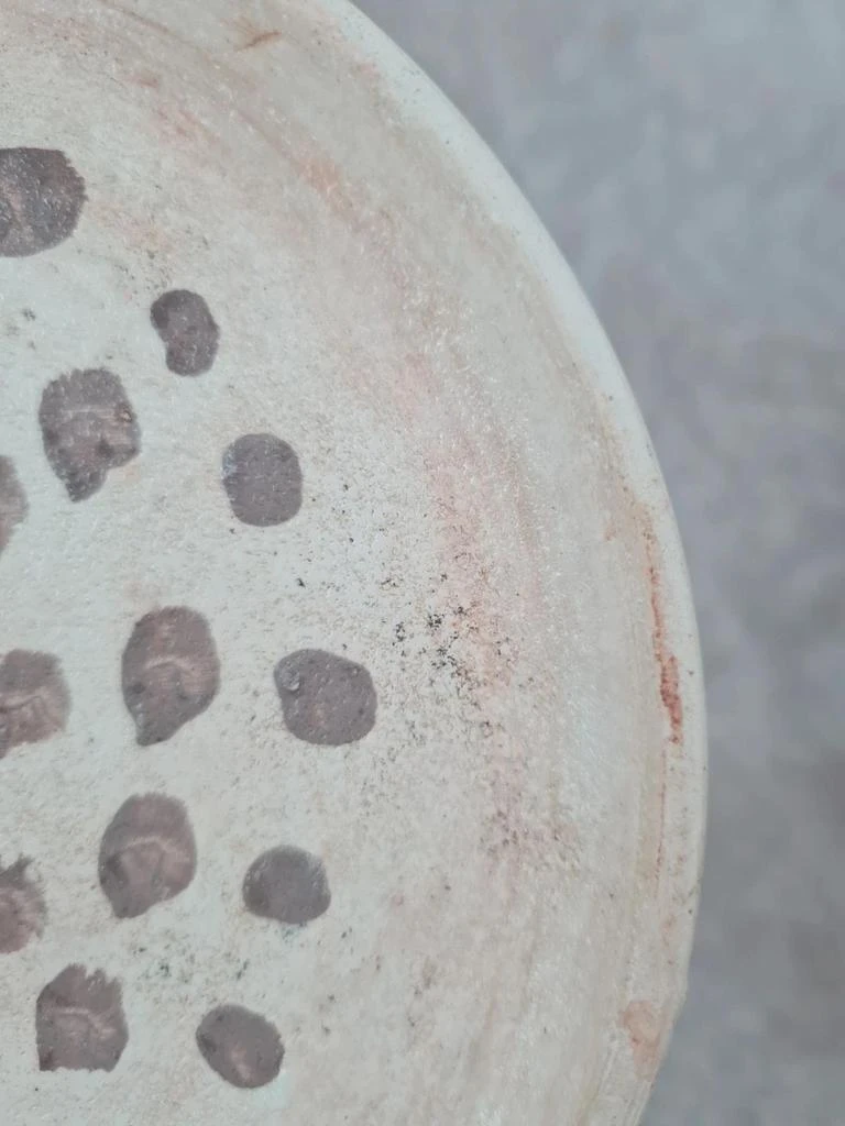 Oude decoratieve terracotta schotel met bruine stippen 🪵🍂 – photo 3